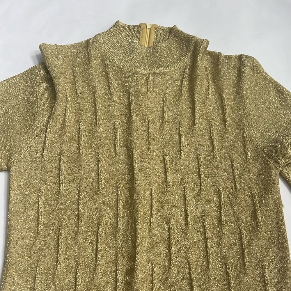 Saks Fifth Avenue blouse, gold glitter, vintage, appears xs, no size tag